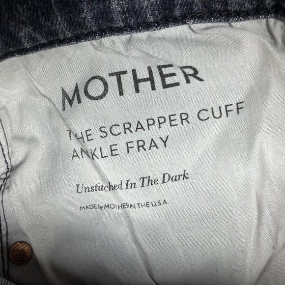 Mother Jeans Womens 26 The Scrapper Cuff Ankle Fray Distressed Black Fade USA - Picture 5 of 13